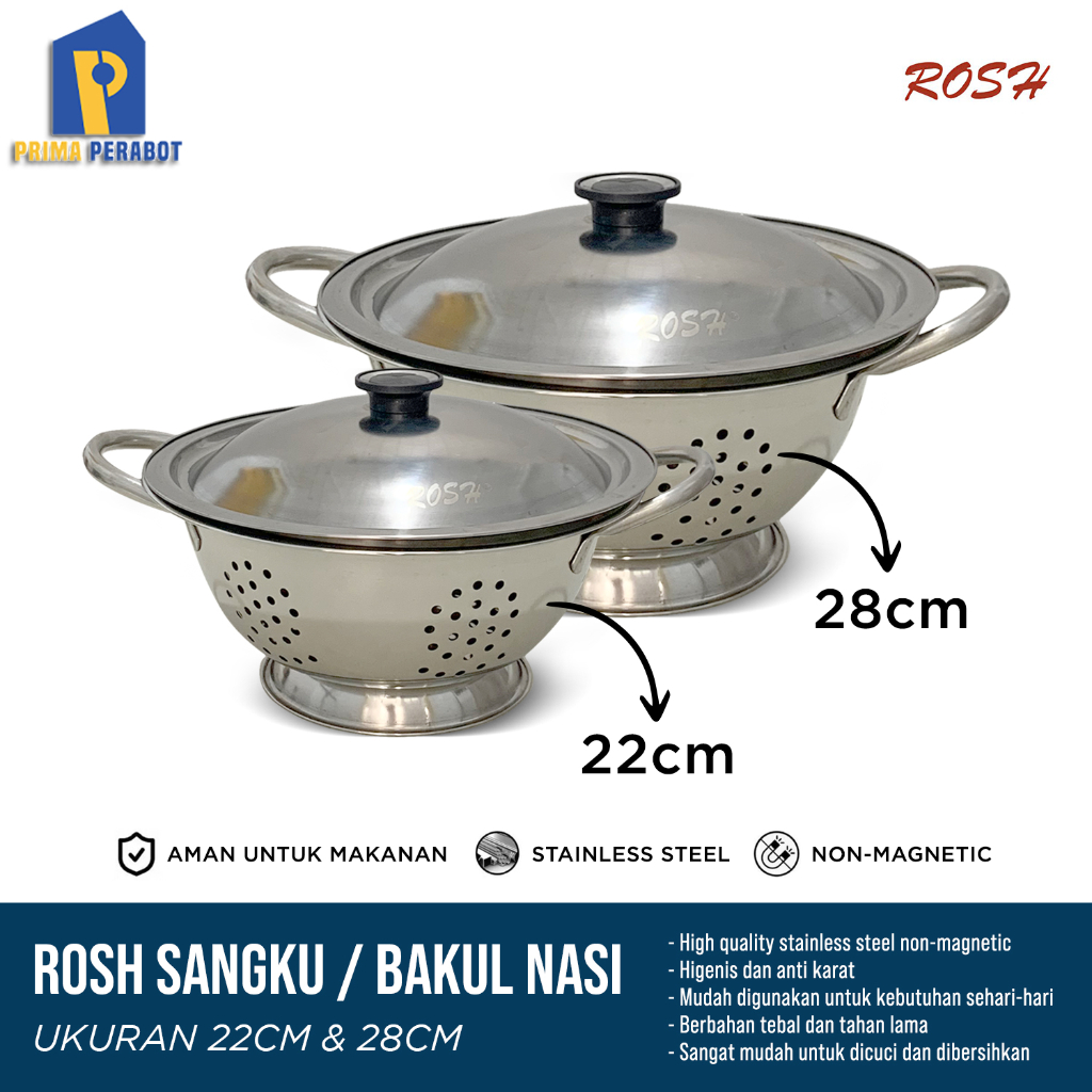 Jual Sangku Tempat Nasi Stainless Tutup Deep Collander Stainless