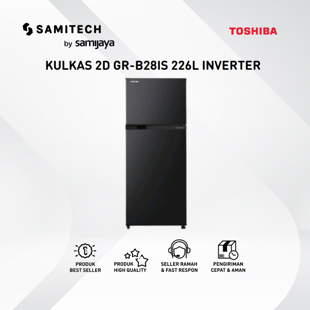 Jual KULKAS 2 PINTU TOSHIBA GR-B28IS BLACK INVERTER KAPASITAS 226 LITER