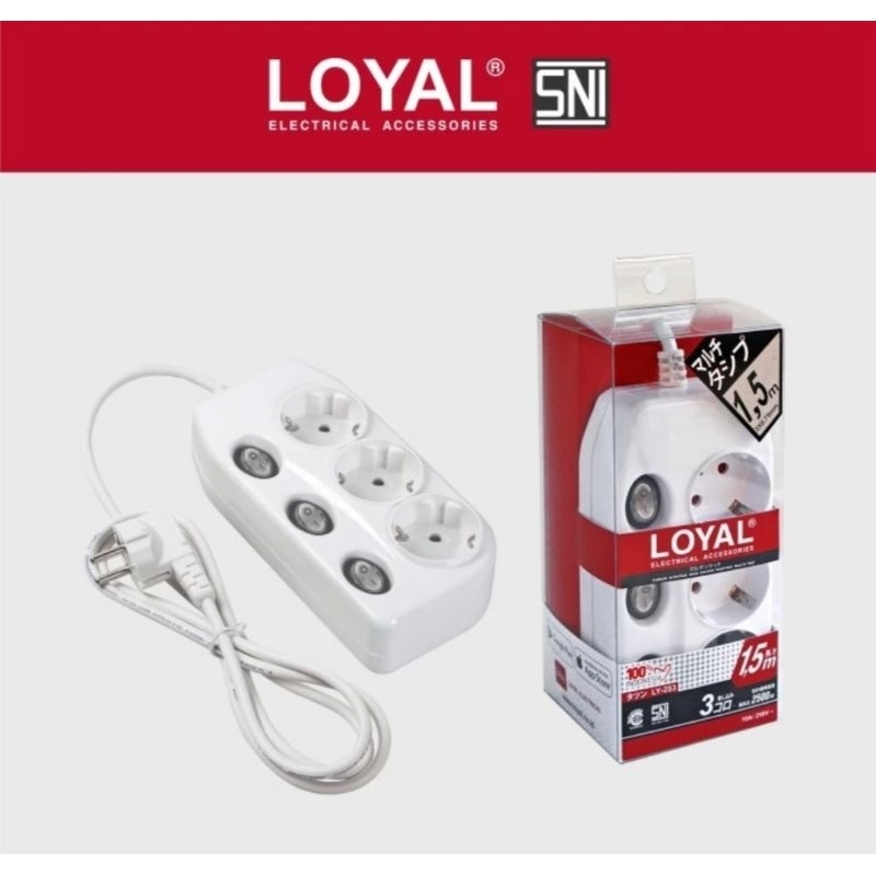 Jual STOP KONTAK LOYAL LY 253 3 LUBANG 1,5 METER EXTENSION SOCKET MULTI ...