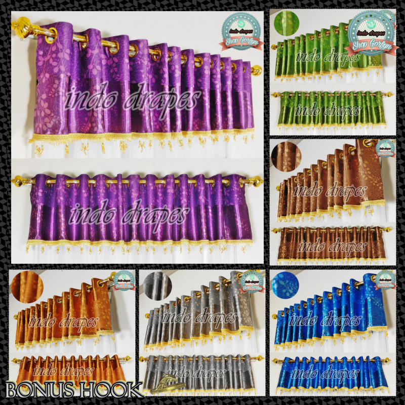 Gorden Poni Blackout Import Printing Abu Model Smokring Lebar 200cm x T40Cm