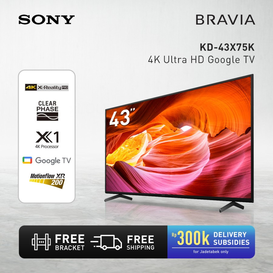Jual SONY Bravia X75K 43 Inch 4K HDR TV,Smart TV KD43X75K Original