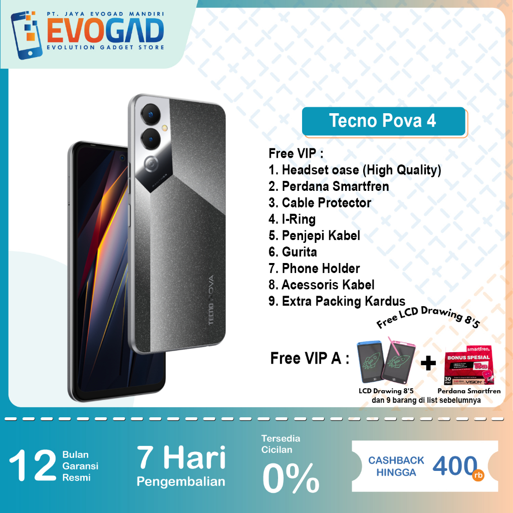 Jual TECNO POVA 4 8/128GB, Chipset MediaTek Helio G99 - Garansi Resmoi ...