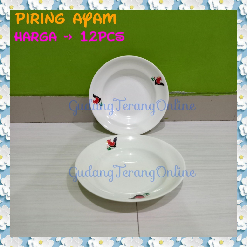 Jual Isi 12 Pcs Piring Plastik Ayam Jago Putih Piring Makan