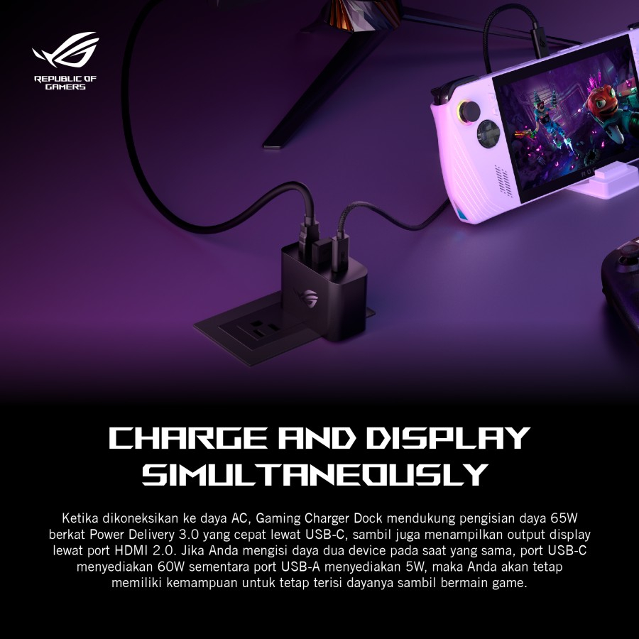Jual ASUS ROG 65W Gaming Charger DocK | Shopee Indonesia