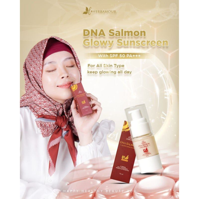Jual DNA SALMON GLOWY SUNSCREEN SPF 50 PA+++ || TINTED SUNSCREEN LAMOUR ...