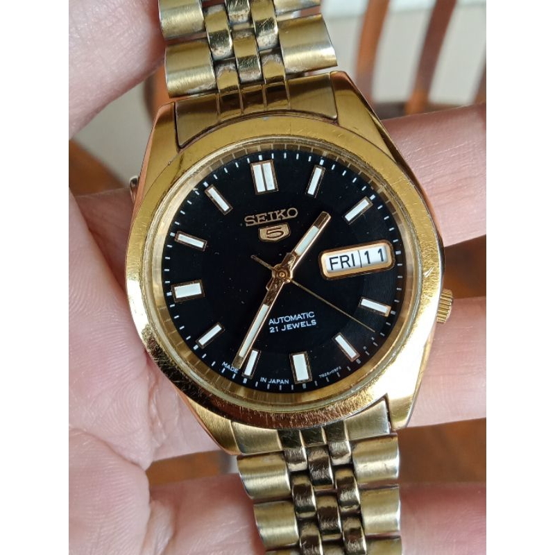 Seiko Automatic cal 7s26 00X0 Gold Black Dial