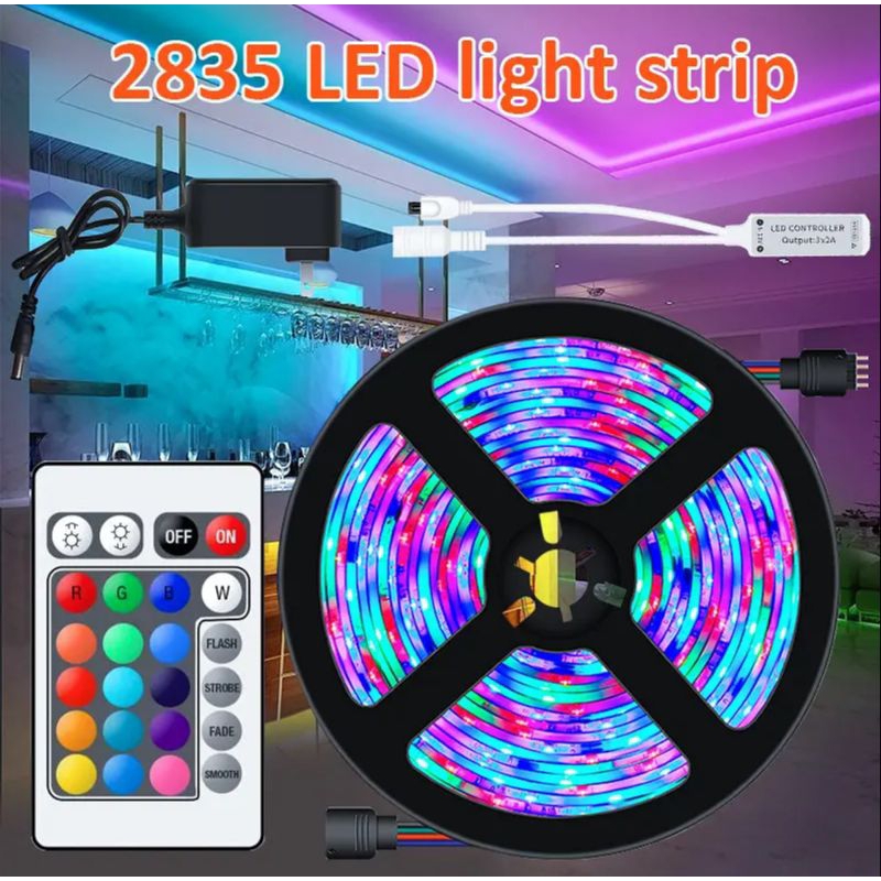Jual Lampu Led Strip RGB 5M (12V)2835 Waterproof Komplit Set Adaptor ...