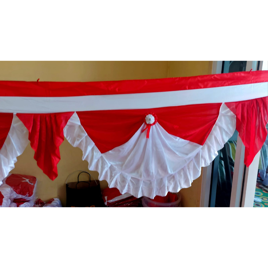 Jual Bendera Merah Putih Backdrop Rumbai segitiga 10 meter tinggi 75cm ...