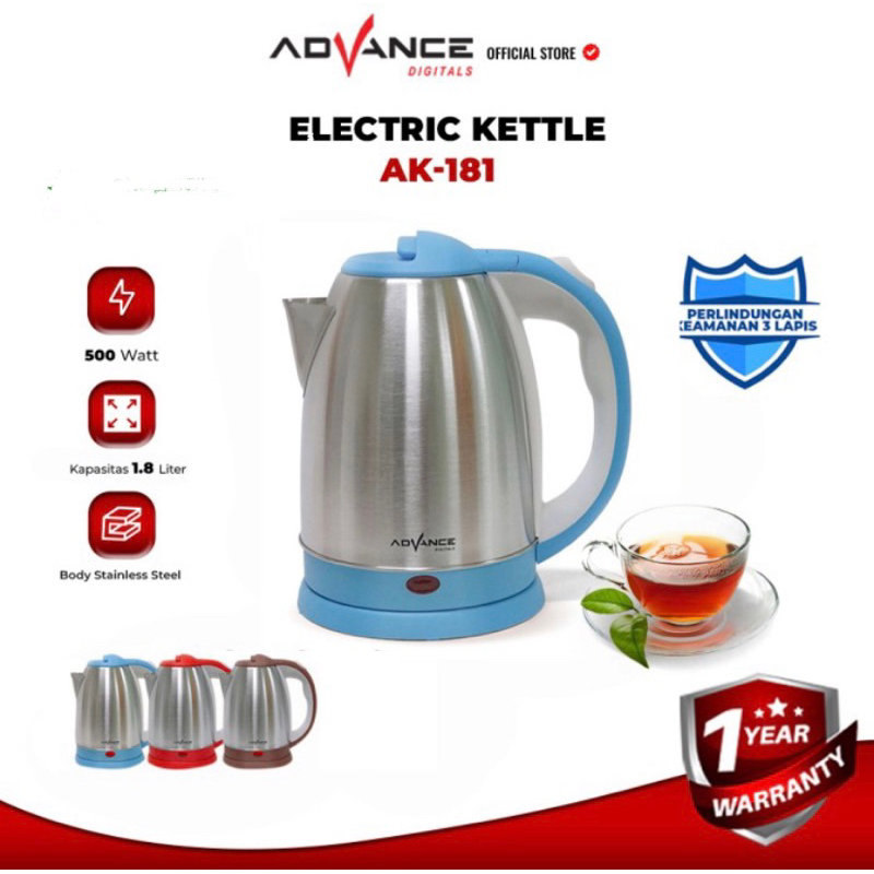 Jual Teko Listrik Kettle Pemanas Air Otomatis Ketel Air Advance Shopee Indonesia