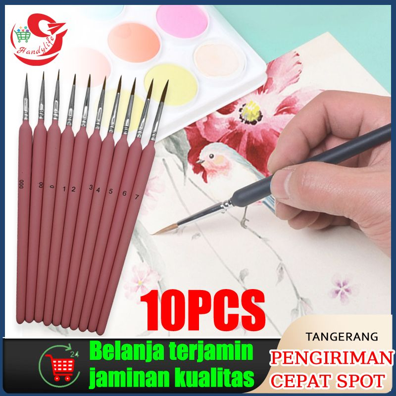 Jual 10pcs Wolf Hair Hook Line Pen Paint Brush /Kuas Detail Bulu ...