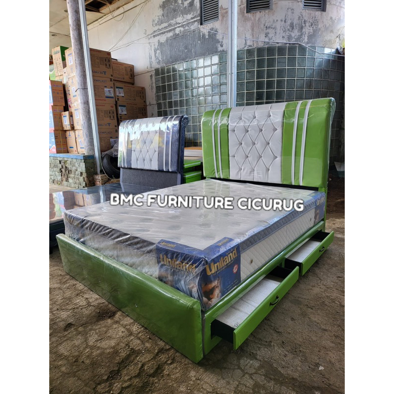Jual SPRING BED UNILAND FLUSTOP PARADISE + DIVAN JUMBO LACI (warna bisa request sesuai keinginan