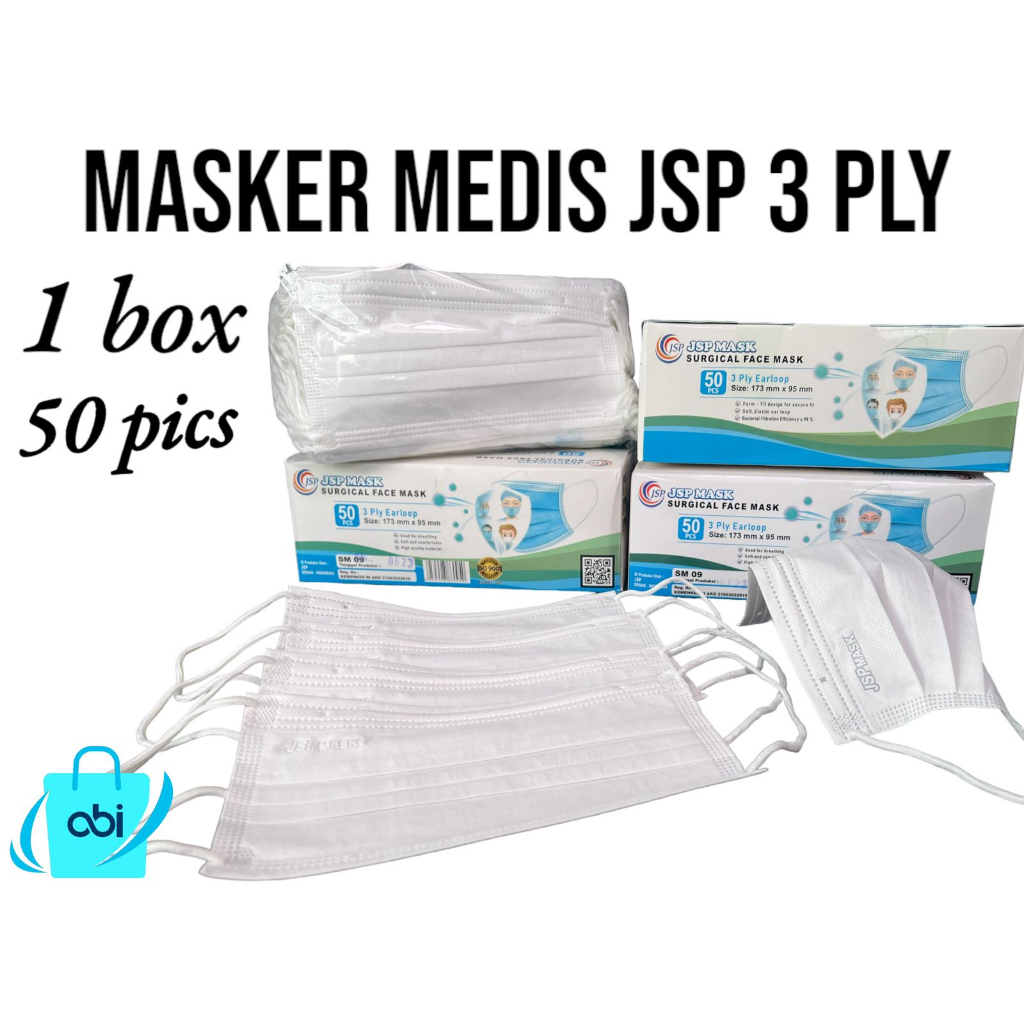 Jual MASKER EARLOOP JSP MASK 3 PLY ISI 50 PCS | Shopee Indonesia