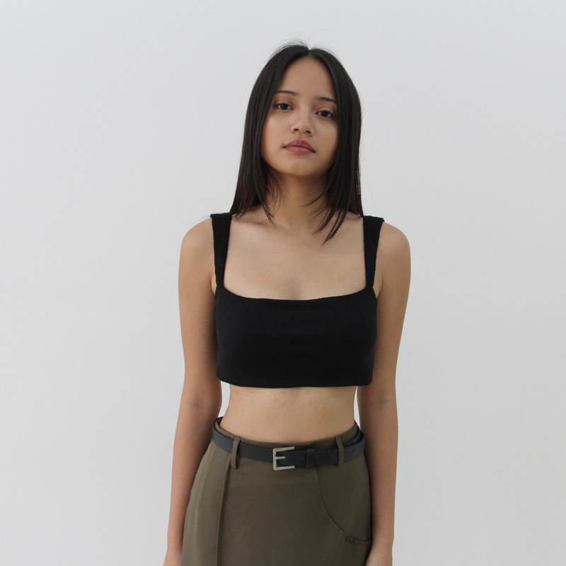 Jual ARA TOP - Ribbed Knit Square Tank Tanktop Summer Kotak Atasan Crop ...