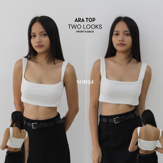 Jual ARA TOP - Ribbed Knit Square Tank Tanktop Summer Kotak Atasan Crop ...