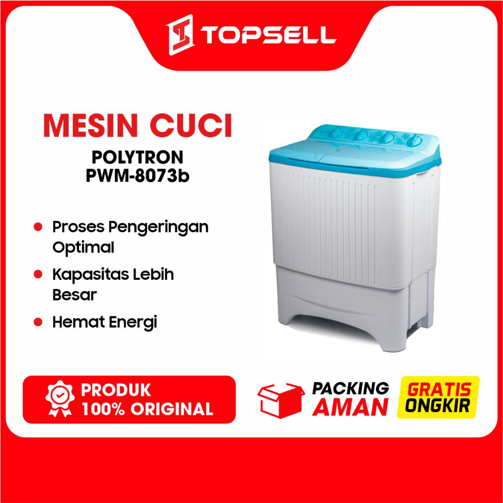 Jual MESIN CUCI DUA TABUNG TWIN TUB POLYTRON PWM-8073 Garansi Resmi ...