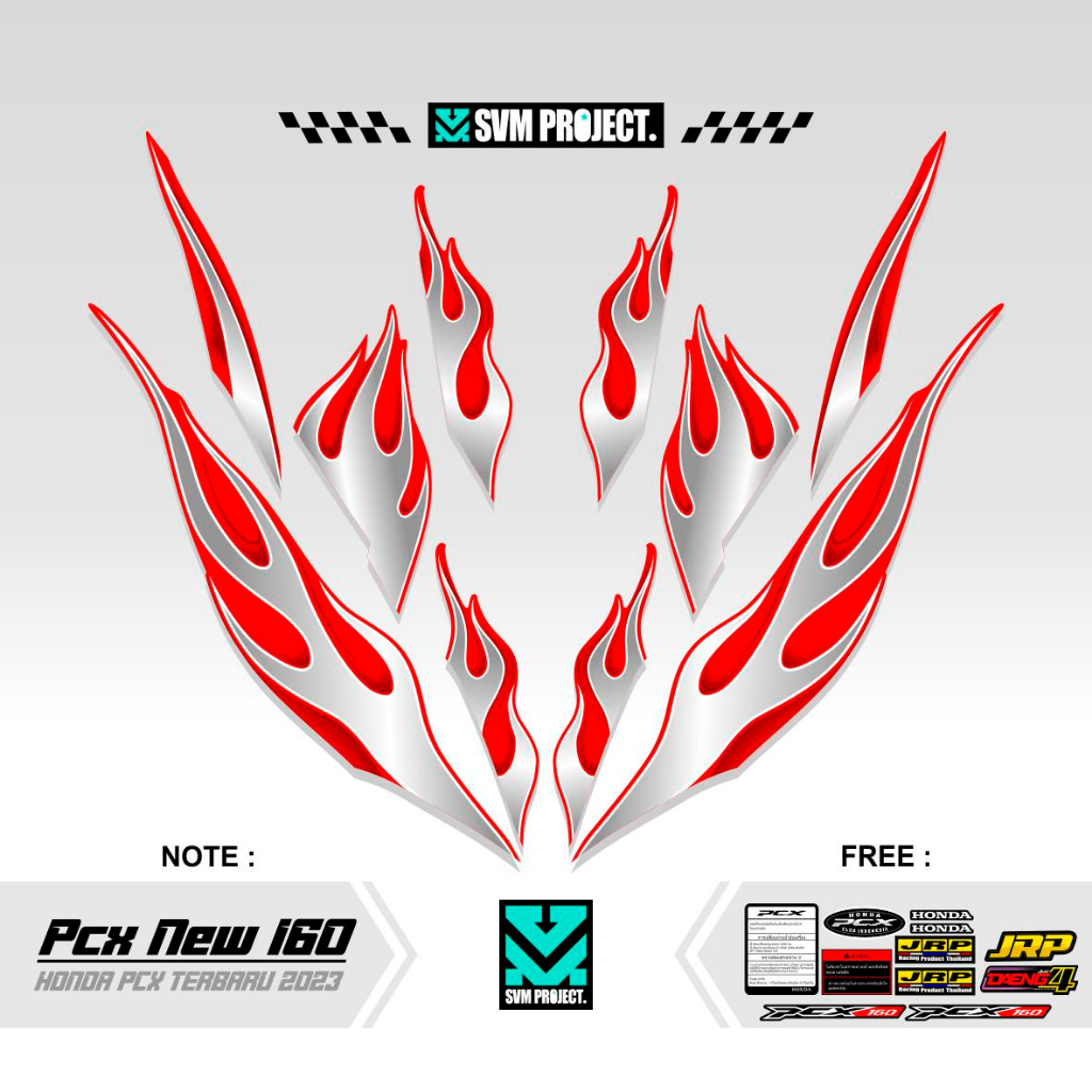 Jual STRIPING PCX NEW 160 MOTIF 6 / EDISI API / ALL-NEW / STIKER PCX160 ...