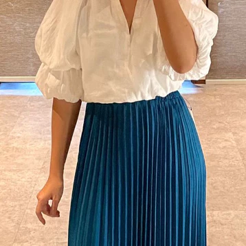 HNGK Signature Midi Skirt Rok Plisket Payung Mayung Midi Tanggung 7 8 Pleated Premium Wanita R04