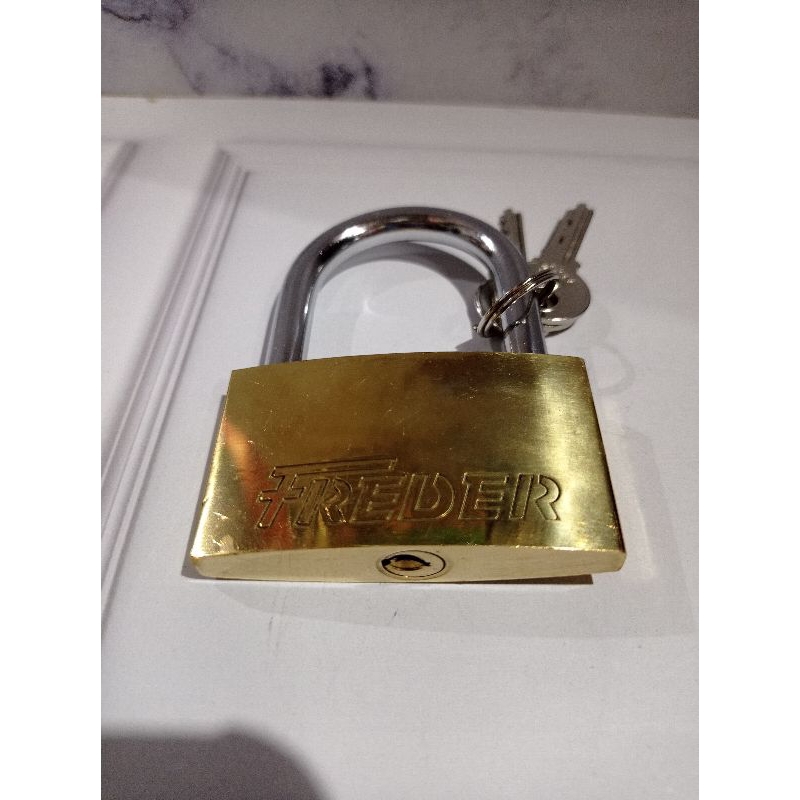 Jual gembok plus 3kunci merk brass padlock kuning kuningan kombi ...