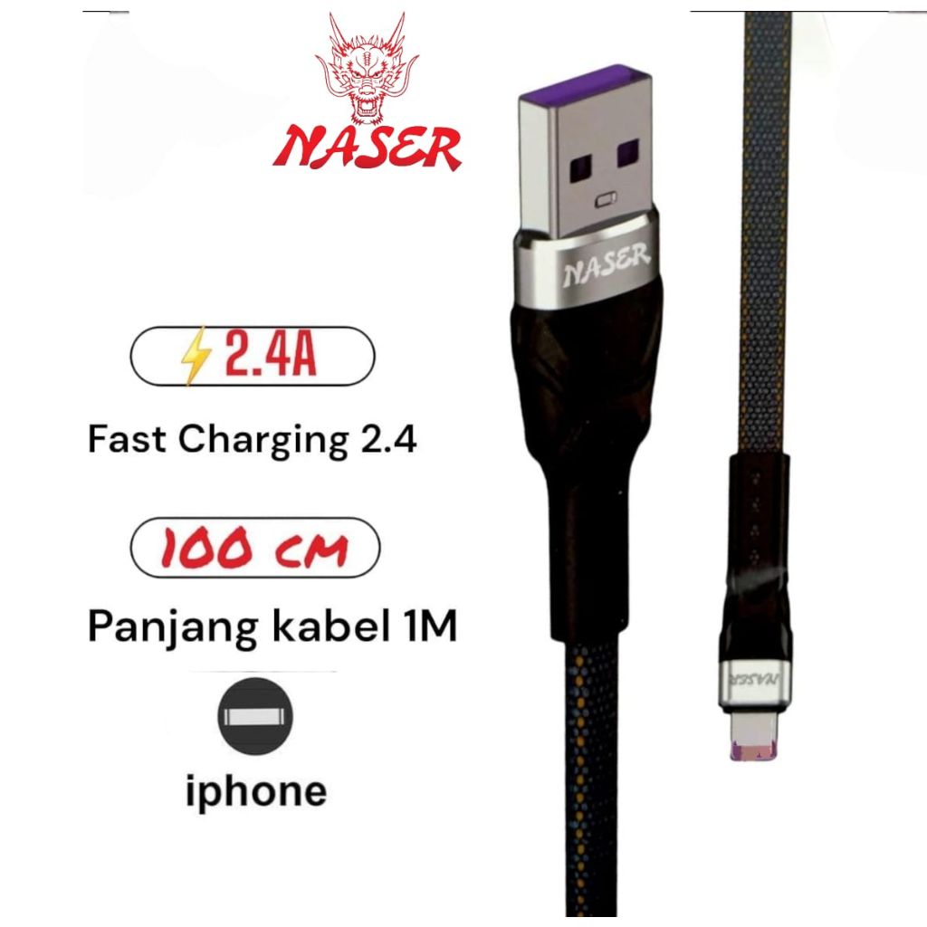 Jual KABEL DATA CHARGER NASER KK-02 USB 2.4A 1M PLUS PACK | Shopee ...