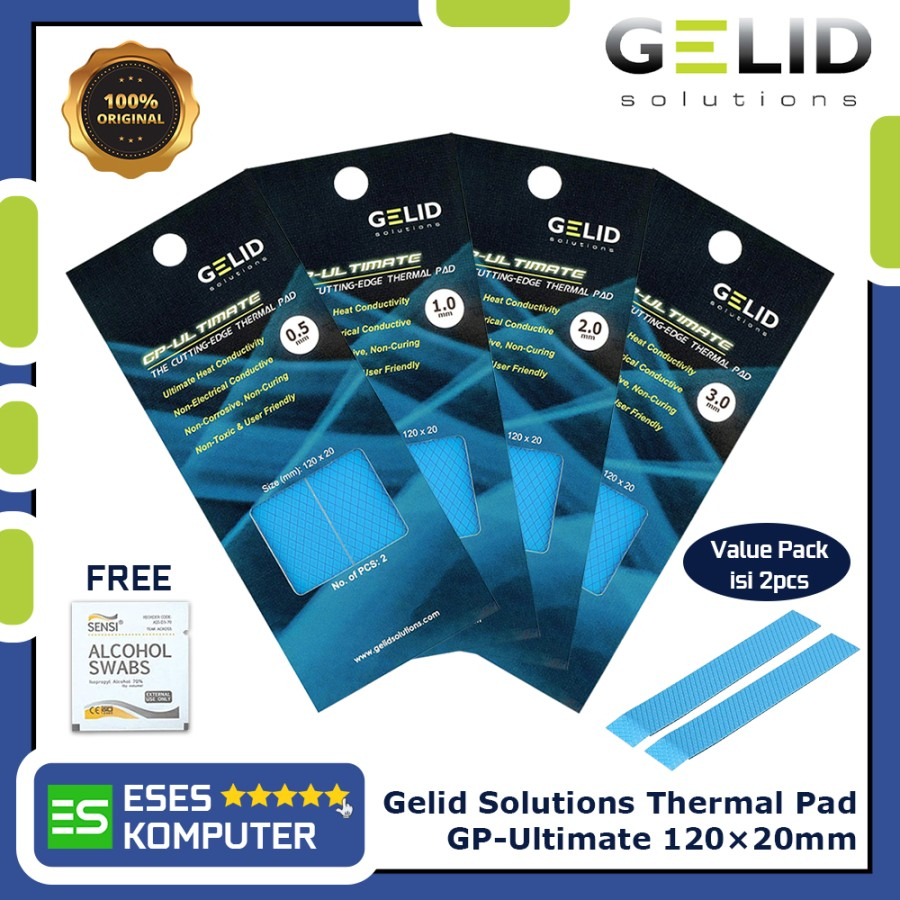 Gelid Solutions GP-Ultimate Thermal Pad – 120x120mm, 3.0mm Thick, Blue, Sealed Retail Pack