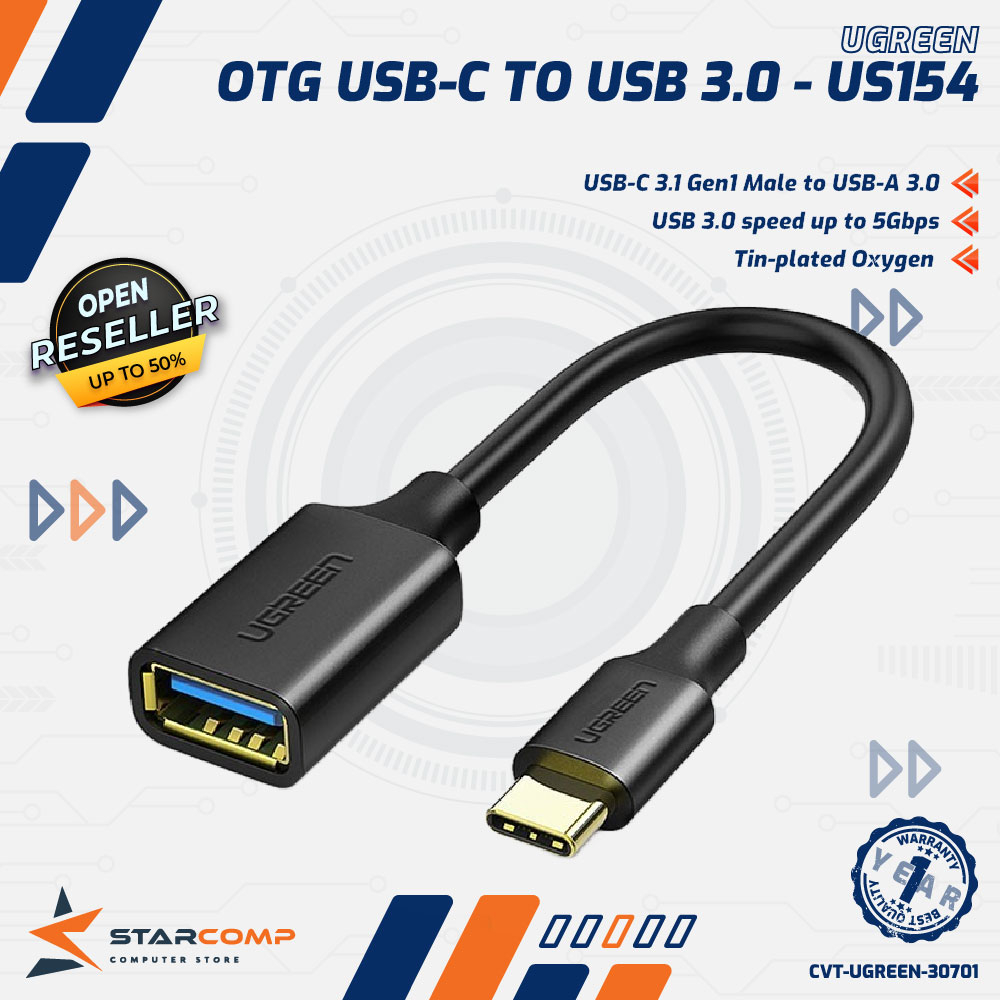 Jual UGREEN 30701 OTG USB type C Male to USB 3.0 Type A Female | Shopee ...