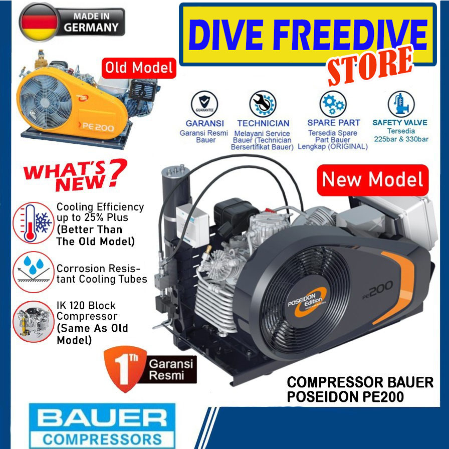 Jual Compressor Scuba Diving Bauer Poseidon PE200 PE250 TE Electric ...