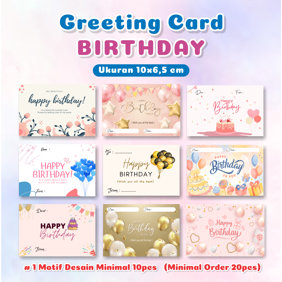 Jual Greeting Card HAPPY BIRTHDAY Ukuran 10x6,5 cm - Gift Card - Kartu