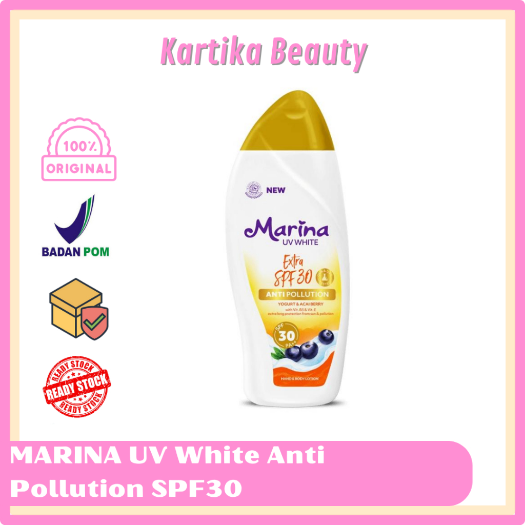 Jual MARINA UV WHITE EXTRA SPF 30 ANTI POLLUTION HAND BODY LOTION PLUS