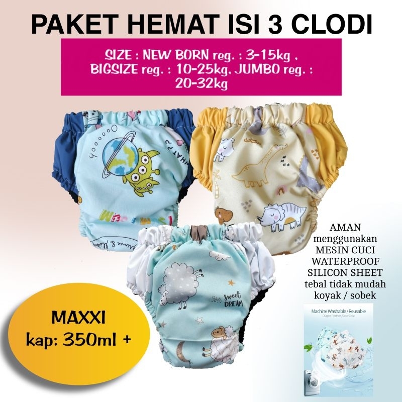 Jual CLODI PAKET HEMAT ISI 3 PCS CLODI PANT CLODI AIO POPOK CELANA ...