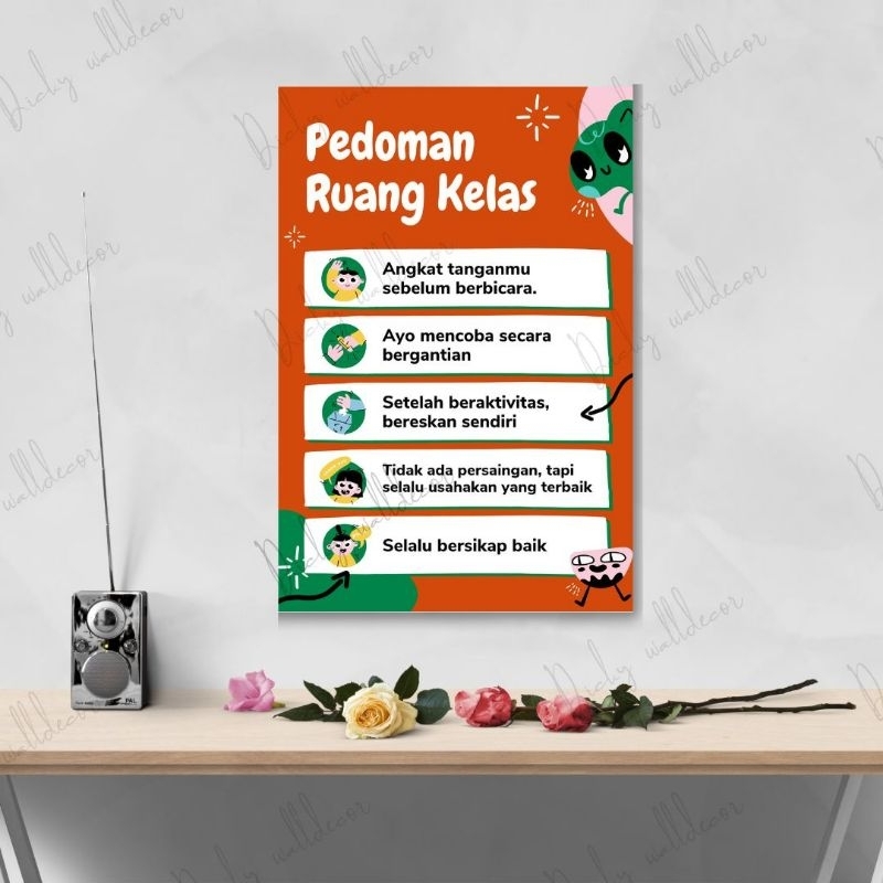 Jual (BISA COD) HIASAN DINDING PERATURAN RUANG KELAS / POSTER KAYU MDF ...