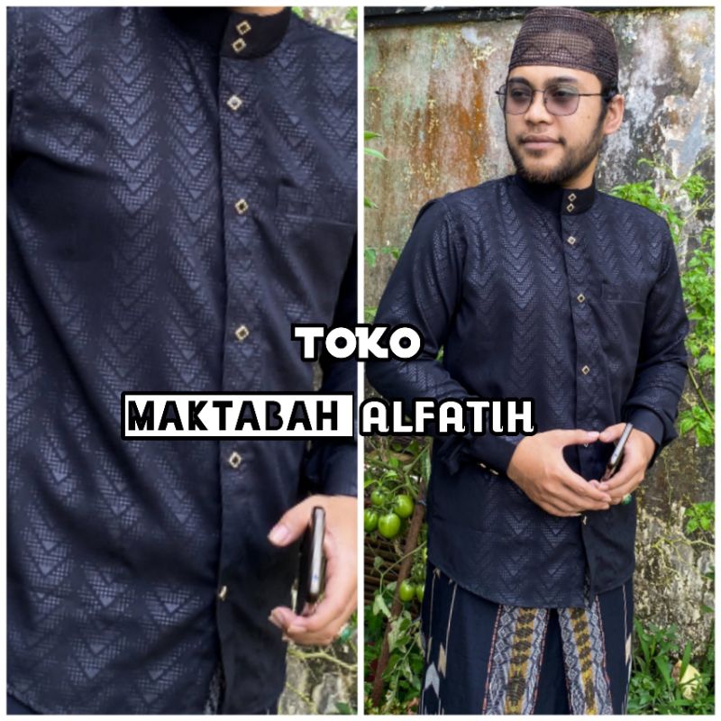 Jual Kemko Sultan Alfatih Kemeja Koko Pria Muslim Dewasa Terbaru Motif Piramid Slimfit Kurta