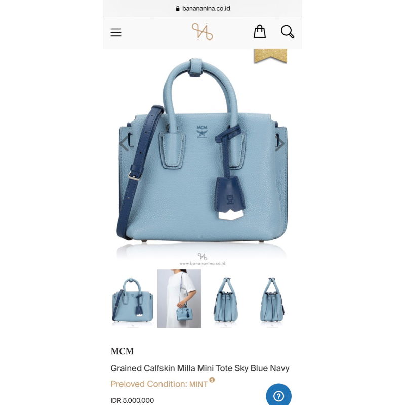 MCM Calfskin Studded Mini Milla Tote Blue 1294995