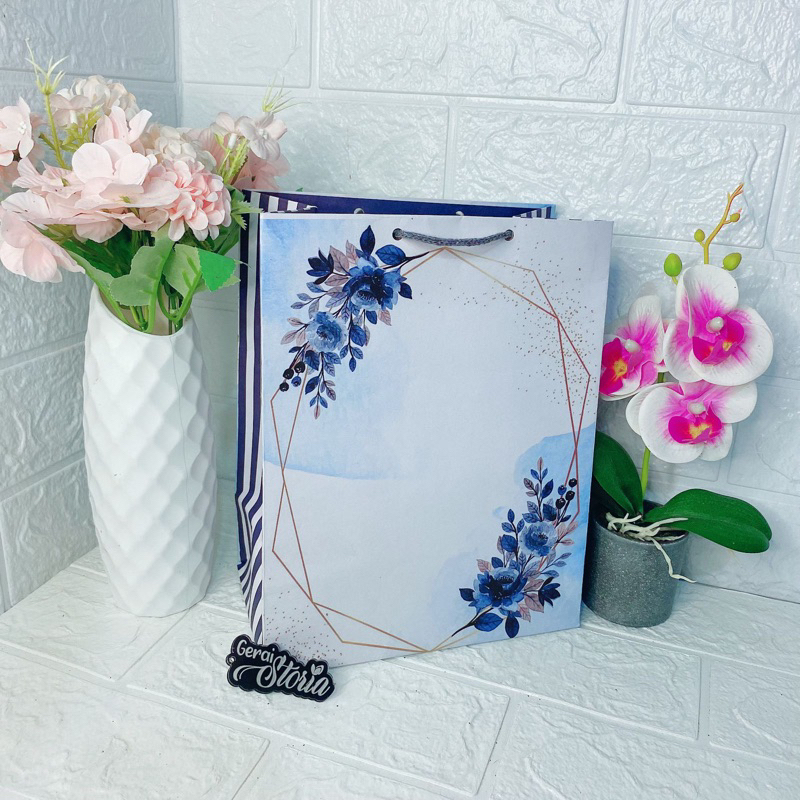 Jual paperbag motif rustic biru ( GS013B ) | Shopee Indonesia