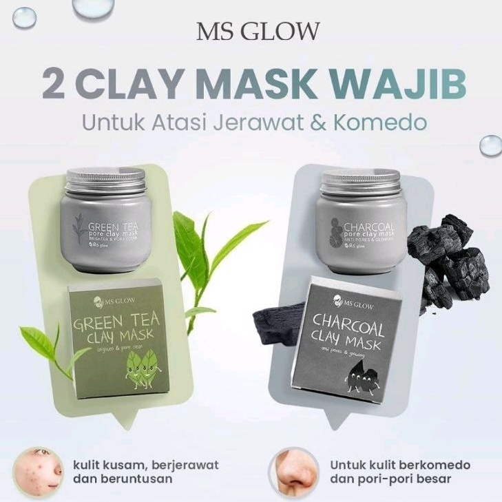 Jual MSGLOW CLAY MASK ORIGINAL (FREE KUAS MASKER+BANDO) | Shopee Indonesia