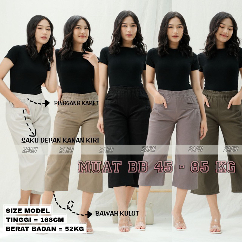 Jual Celana Wanita Kulot Pants Katun Twill Strech Premium Tebal