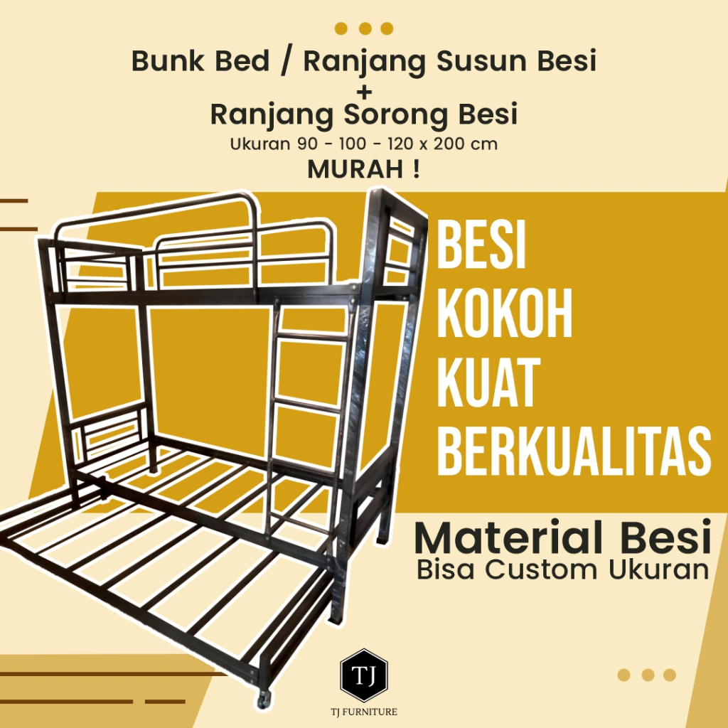 Jual Ranjang Besi Susun + Sorong / Tempat Tidur / Divan Besi / Bunk Bed ...