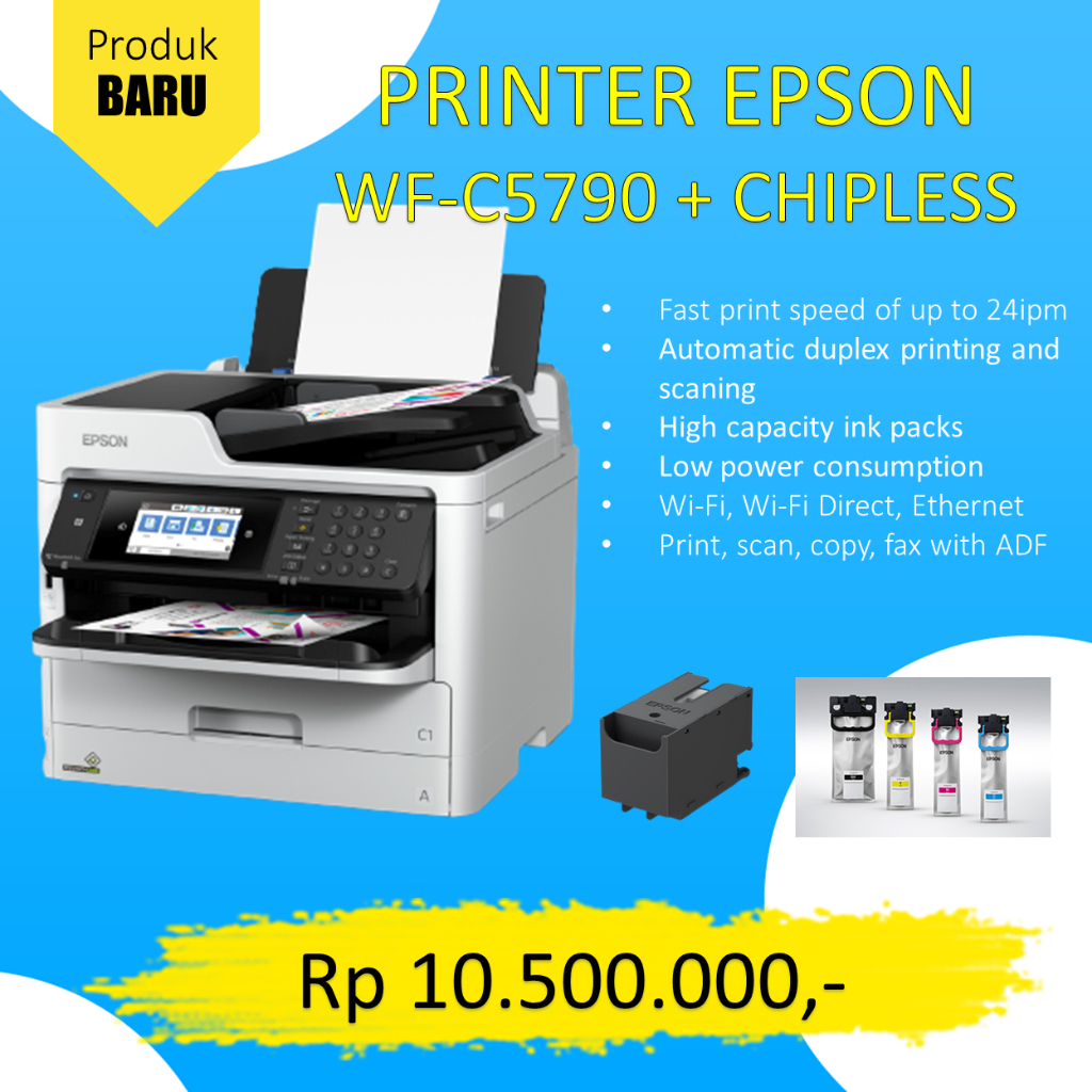 Jual Epson WFC5790 Chipless WiFi Duplex AllinOne Inkjet Printer