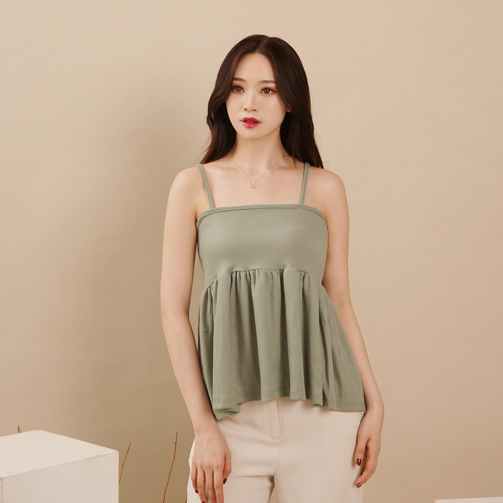 Jual OROY Tanktop Casual Korean Style Tank Top Crop Rib Knit Wanita