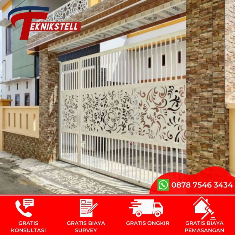 Jual Pintu Pagar Besi Minimalis Motif Cutting Laser / Pintu Pagar Plat