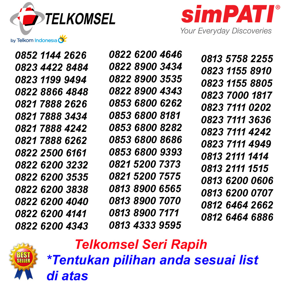Jual Kartu Cantik Simpati Loop ABAB CCDD Super perdana Telkomsel nomor ...