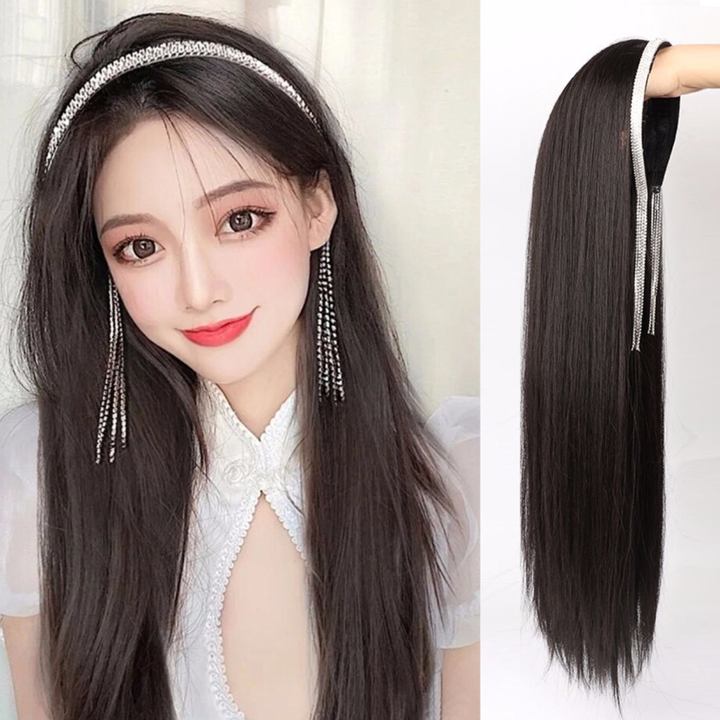 Jual Wig Bando Rambut Palsu Wanita Model Bandana 05 Curly 60cm Shopee Indonesia 