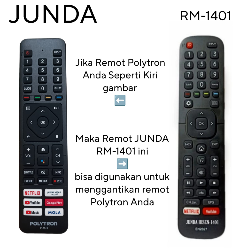 Jual Remote Polytron Led Smart Tv Android I Junda Poly Seperti