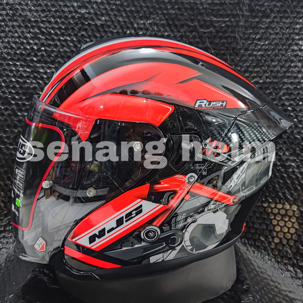 Jual HELM NJS KAIROZ RUSH BLACK OREN GLOSSY HALF FACE NJS Shopee