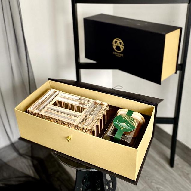 Jual ASHOME Set Hardbox Tissue dengan Toples Kaca Snack / Gift Box ...