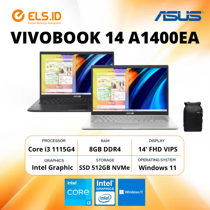 Jual Asus Vivobook 14 A1400ea Vips353 Core I3 1115g4 8gb Ssd 512gb W11ohs Silver Shopee 1593