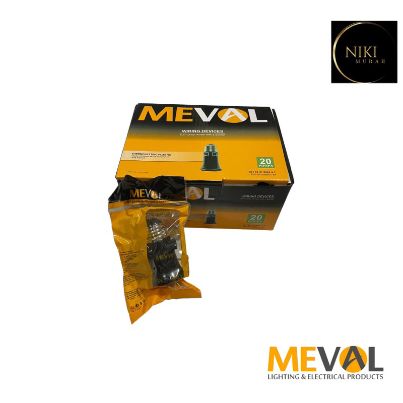 Jual Fitting Kombinasi Hitam Meval E27 2 Socket | Shopee Indonesia