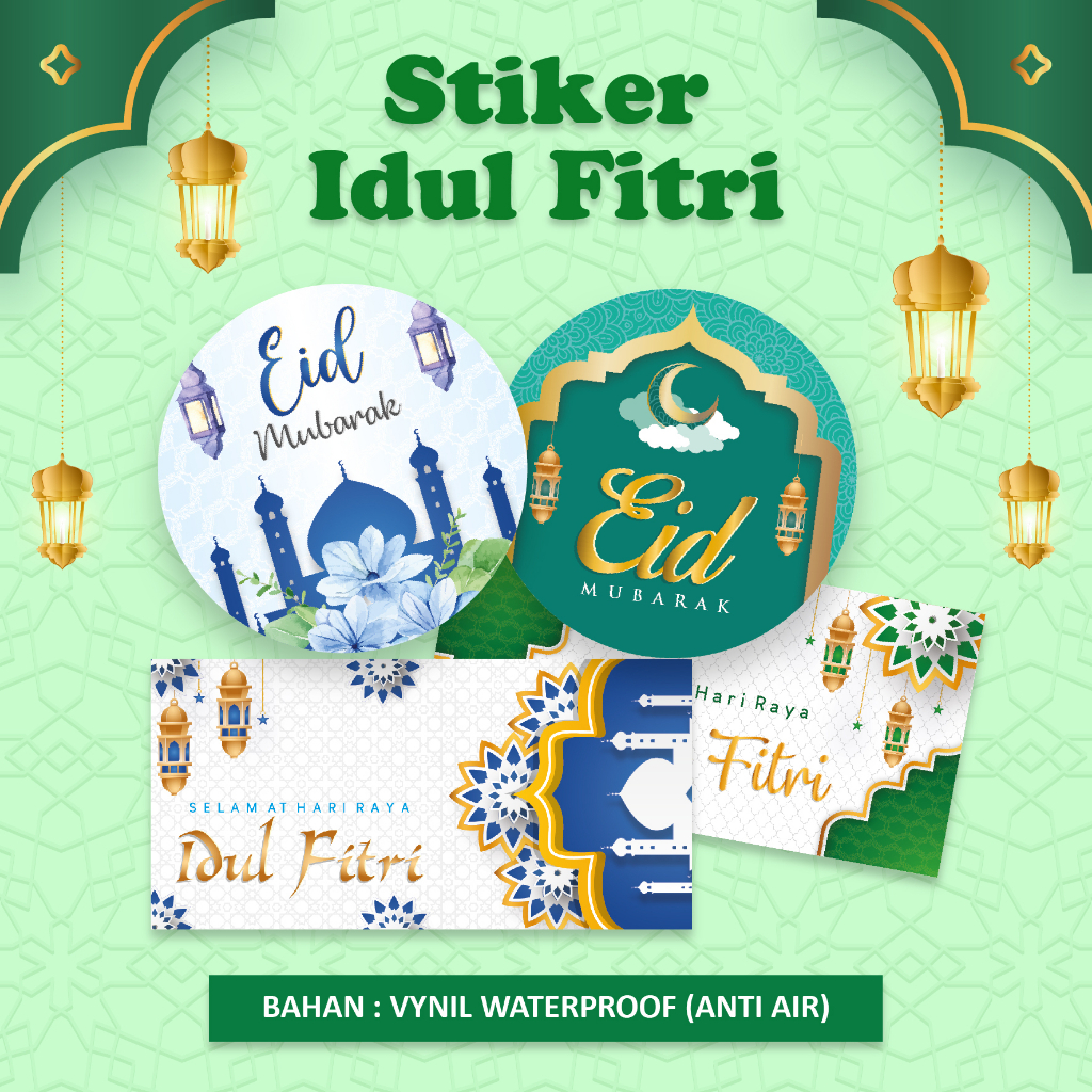 Jual Stiker Sticker Label Idul Fitri Eid Mubarak Custom Waterproof Shopee Indonesia 0099