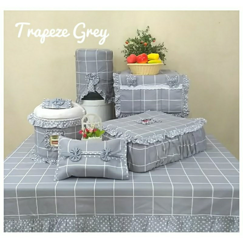 Jual Kitchen Set Katun TRAPEZE / Set Taplak Meja Makan 4 6 Kursi / Set