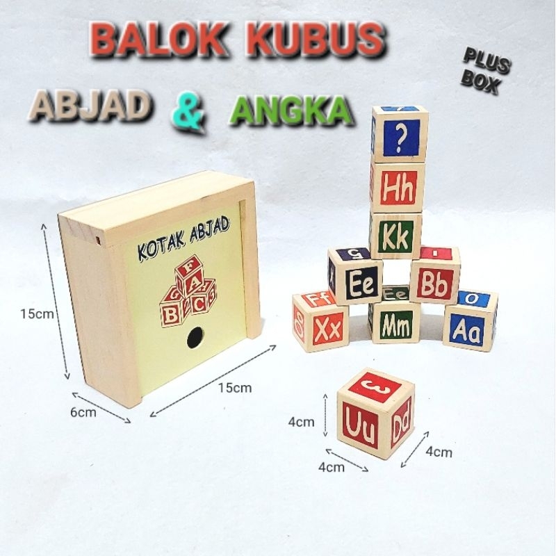 Jual Mainan Edukasi BALOK KUBUS ABJAD DAN ANGKA / Balok susun / balok