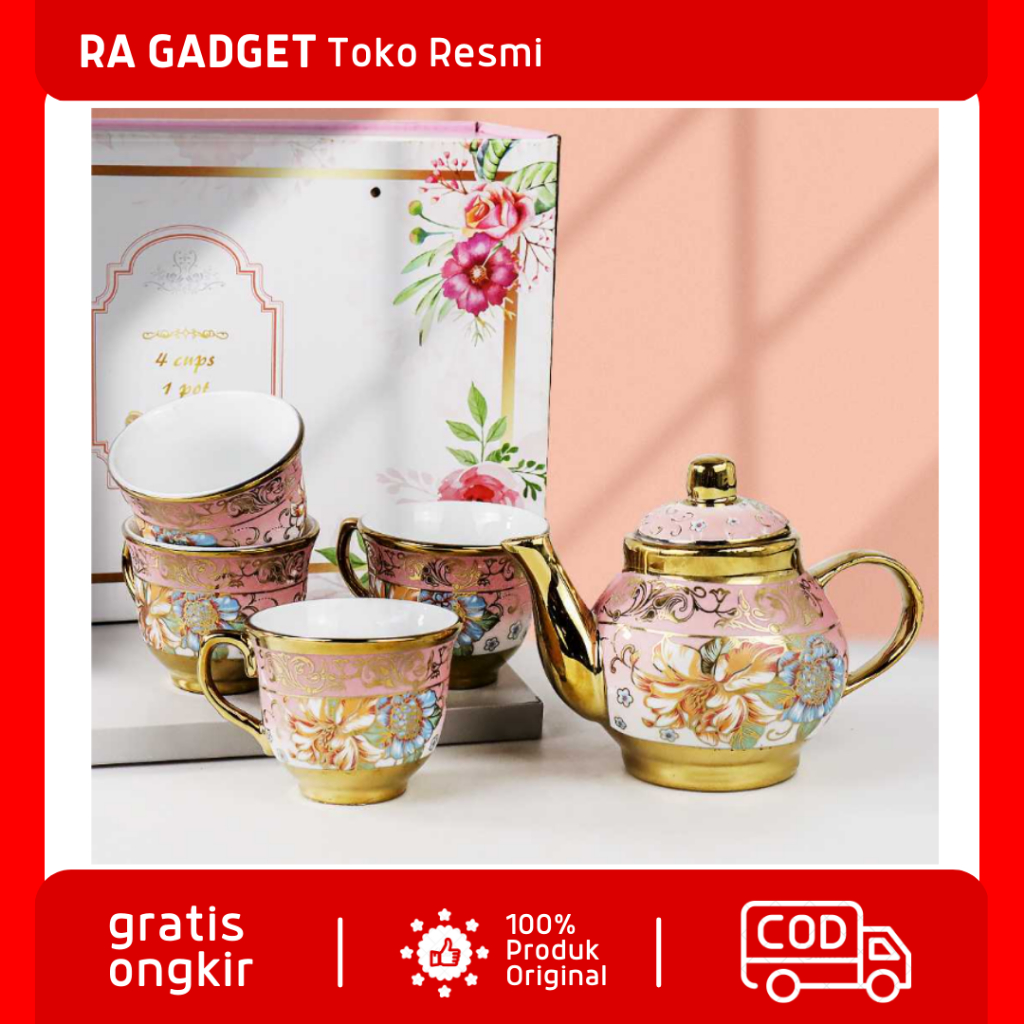 Jual Cangkir Teko Keramik Set 4 In 1 Pot European Style Cangkir Set Keramik Kopi Teh Teapot 0814